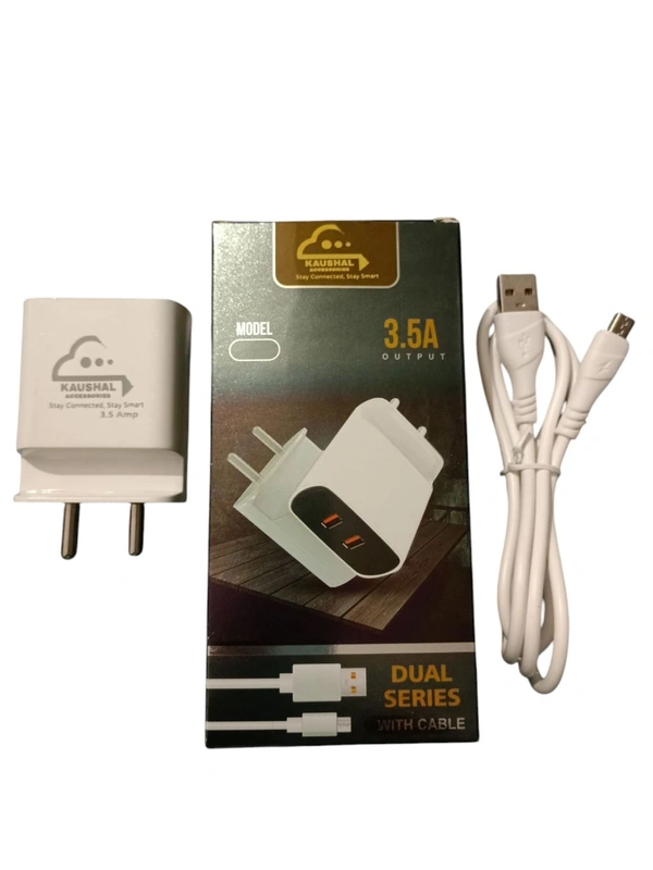 KT 3.5 Amp. Duel Usb Fast Charger With Data Cable 