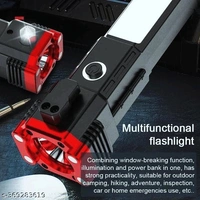 Torch Light, LED 3W Torch Light Rechargeable Torch Flashlight, Long Distance Beam Range, Car Rescue Torch with Hammer, Window Glass and Seat Belt CutterName: Torch Light, LED 3W Torch Light Rechargeable Torch Flashlight, Long Distance Beam Range, Car Rescue Torch with Hammer, Window Glass and Seat Belt CutterMaterial: PlasticNet Quantity (N): 1Product Length: 5 cmProduct Height: 10 - Black