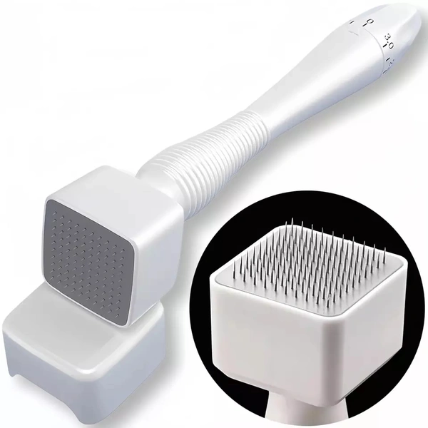 Z + Derma Stamp Adjustable Pen For men and Women | Microneedle Pen for Face Body & Hair & Beard Growth & Acne Scars - Adjustable Microneedling Stamp For Skin - 0mm - 3mm - 0.25 Mm to 3.00 Mm, White