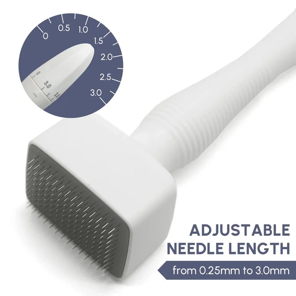 Z + Derma Stamp Adjustable Pen For men and Women | Microneedle Pen for Face Body & Hair & Beard Growth & Acne Scars - Adjustable Microneedling Stamp For Skin - 0mm - 3mm - 0.25 Mm to 3.00 Mm, White