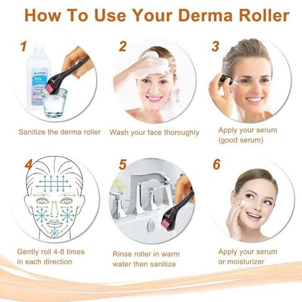 V Pro Derma Roller Set - 0.5 mm Roller with Free 1.5 mm Roller for Acne Scars, Open Pores, Smooth and Radiant Skin - 0.5 MM & 1.5 MM