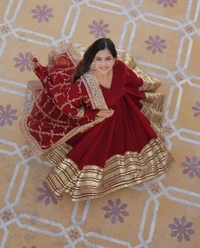 FWKA PREMIUM DESIGNER READYMADE SEQUINS WORK GOWN COLLECTIONS - M-38, Red Berry