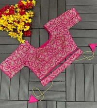 FWHB READY TO WEAR SAREE WITH STITCHED EMBROIDERED BLOUSE - XL, Coral Red