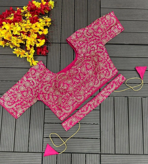 FWHB READY TO WEAR SAREE WITH STITCHED EMBROIDERED BLOUSE - XL, Coral Red