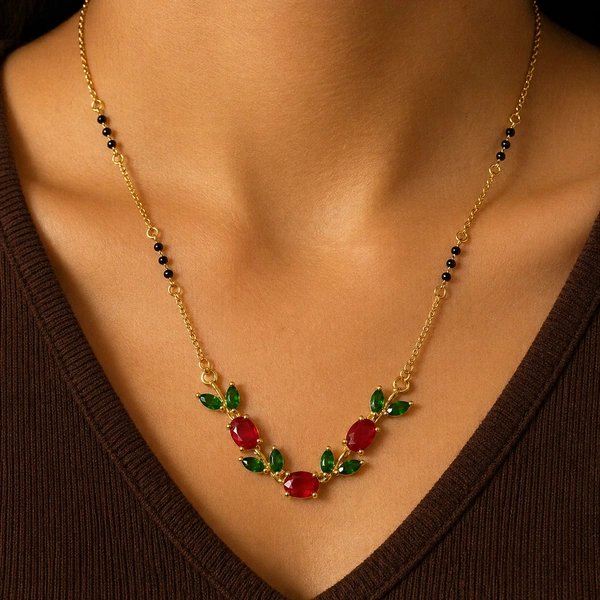 Tulip Mangalsutra - Red-Green
