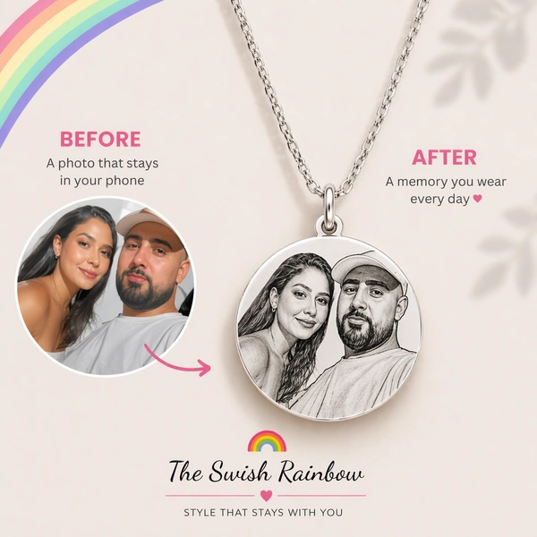 Photo Engraved Coin Necklace