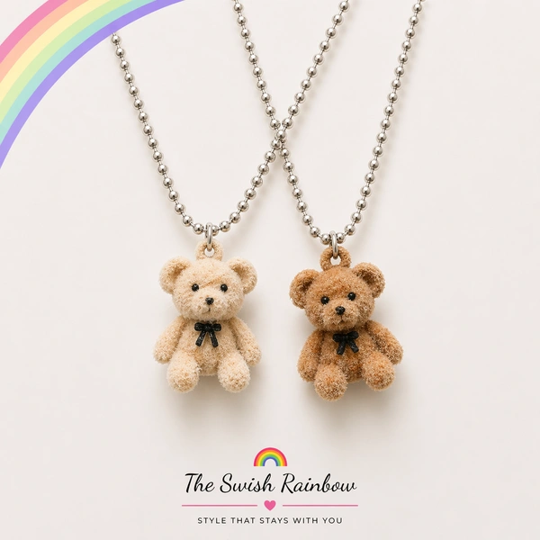 Teddy Charm Necklace - Light Brown