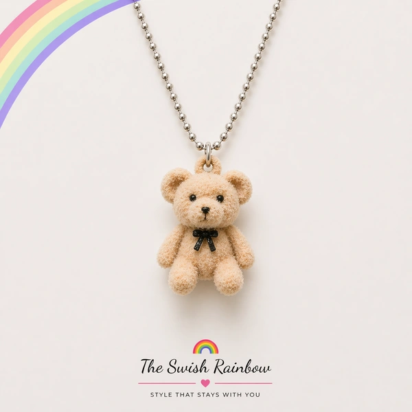 Teddy Charm Necklace - Light Brown