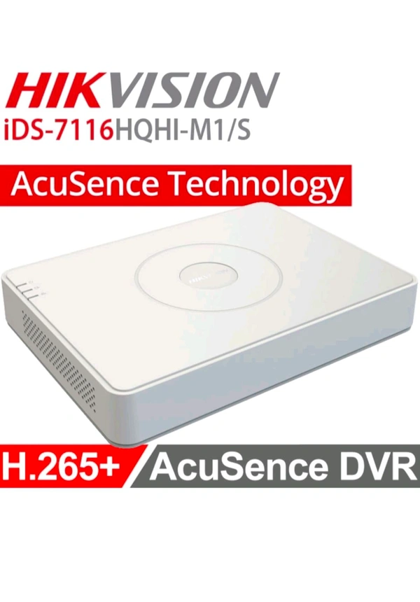 Hikvision 16 Channel H.265 AcuSense DVR [iDS-7116HQHI-M1/S] for CCTV Cameras with USEWELL HDMI, Black - DVR, 21 x 28.5 x 4.5 Centimeters, 1 kg 500 g