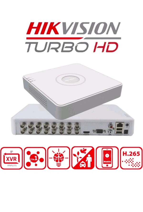 Hikvision 16 Channel H.265 AcuSense DVR [iDS-7116HQHI-M1/S] for CCTV Cameras with USEWELL HDMI, Black - DVR, 21 x 28.5 x 4.5 Centimeters, 1 kg 500 g