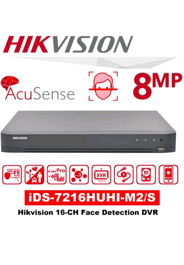 Hikvision HIKVISION 16 Channel H.265 AcuSense 8 MP 4K DVR [iDS-7216HUHI-M2/S] for CCTV Cameras DVR Black