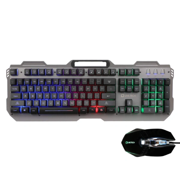 Live Tech Evon Wired Gaming Combo with LED Backlit USB Keyboard & Mouse Gold Plated USB, Braided Cable (Does not Support ipad Tablet mobiles)