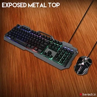 Live Tech Evon Wired Gaming Combo with LED Backlit USB Keyboard & Mouse Gold Plated USB, Braided Cable (Does not Support ipad Tablet mobiles)