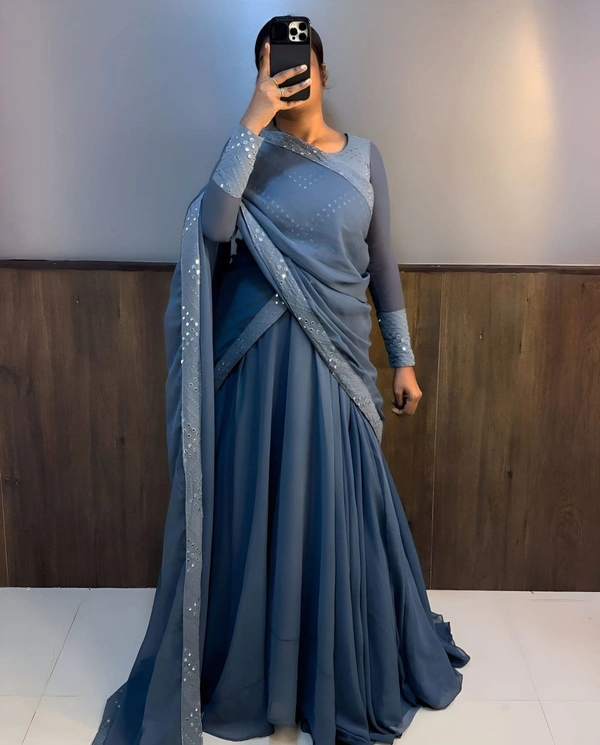 Trendy Gown With COLOURS Available - S, Gray