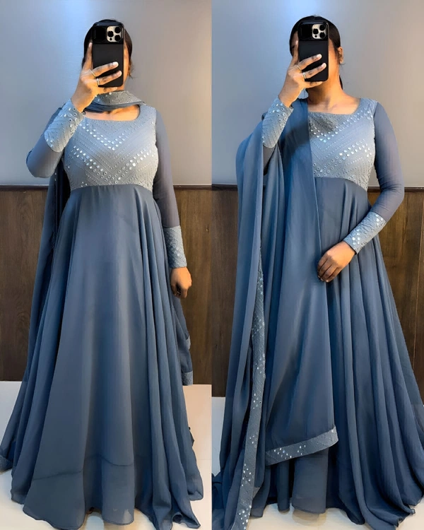 Trendy Gown With COLOURS Available - S, Gray
