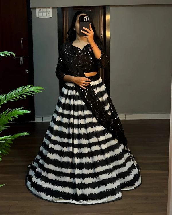 Black Lehenga - Black, XL