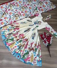 Cream Anarkali - 3XL