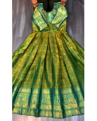 Kanjivaram silk Gown - Free Size, Green