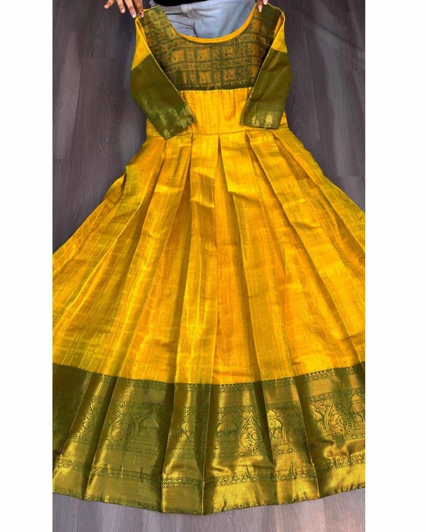 Kanjivaram silk Gown - Free Size, Green