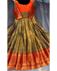 Kanjivaram silk Gown - Free Size, Olive (3)