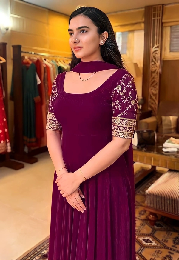 Embroidery Fancy Gown - S, Purple