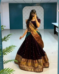 Red Lehenga  - Free Size, Wine