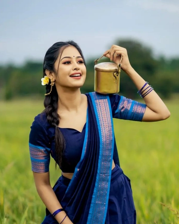South Indian Traditional Half Saree - Semi Stitched