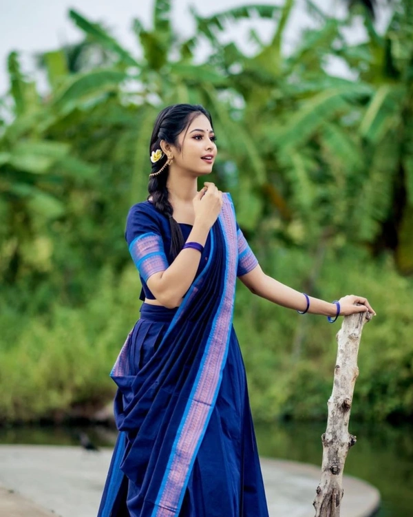 South Indian Traditional Half Saree - Semi Stitched