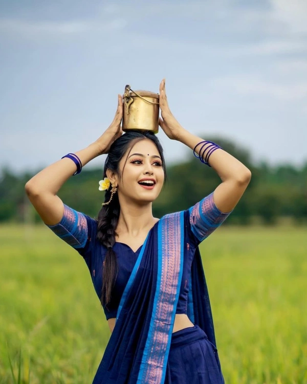 South Indian Traditional Half Saree - Semi Stitched