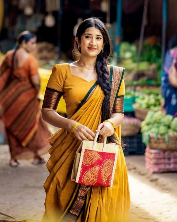 South Indian Traditional Half Saree - Semi Stitched