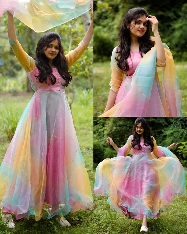 Organza Anarkali Kurti With Dupatta - 2XL