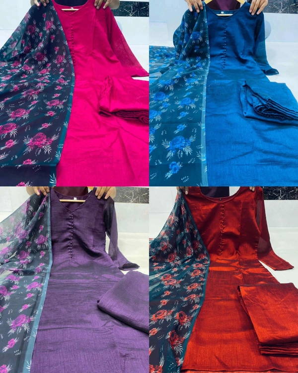 Launching New Kurti Pant Dupatta Set - 2XL, Wine