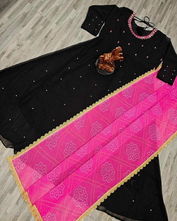 Star Pretty Look Kurti Dupatta Set - 2XL, Black