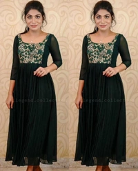 DESIGNER EMBOIDERY ETHNIC WEAR GOWNS - 5XL, Green