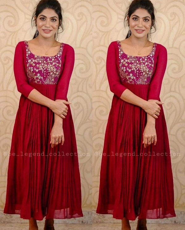 DESIGNER EMBOIDERY ETHNIC WEAR GOWNS - 2XL, Pink