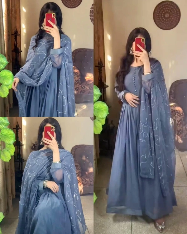 Anarkali Paired With A Beautifully Embroidered Dupatta - S