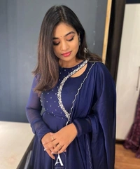 Beautiful Embroidery work gown with Dupptta - 2XL, Green