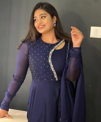 Beautiful Embroidery work gown with Dupptta - 2XL, Green
