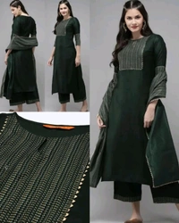 Daily wear Women Kurta sets with dupatta - M, Navy Blue