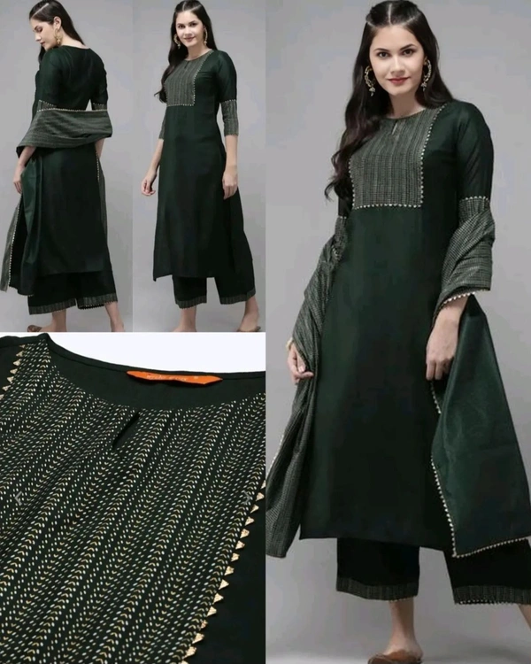 Daily wear Women Kurta sets with dupatta - L, Maroon