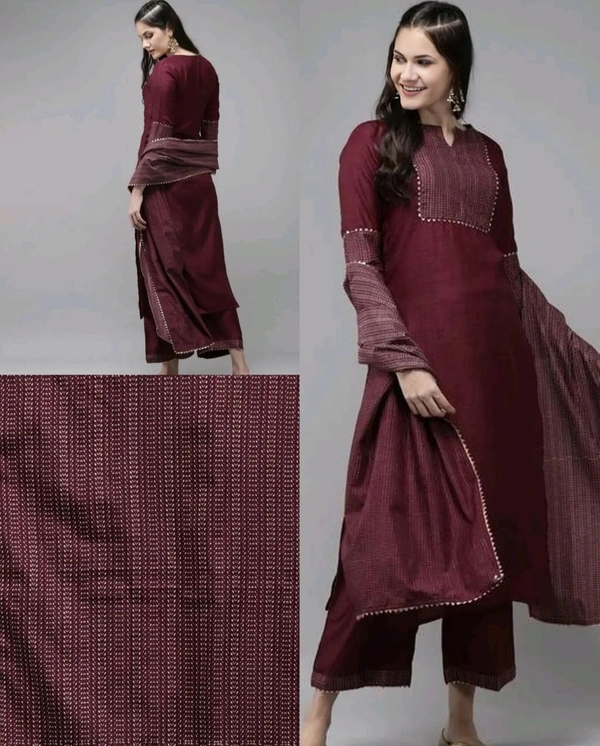 Daily wear Women Kurta sets with dupatta - L, Maroon