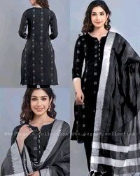 Khadi cotton daily wear kurta sets - Green, S