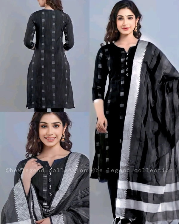 Khadi cotton daily wear kurta sets - Black, 2XL