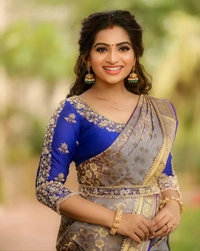 Glittering Grey Soft Banarasi Silk Saree With Snazzy Blouse Piece - Free Size
