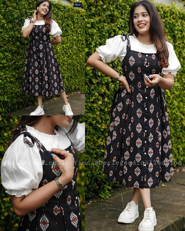 Designer Flower Printed Dress  - S