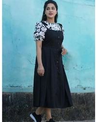 Designer Flower Printed Dress  - 2XL
