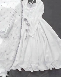 PARTYWEAR LOOK ANARKALI GOWN AND FANCY LACE WORK - Blue, XL