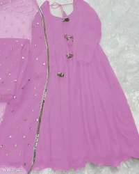 PARTYWEAR LOOK ANARKALI GOWN AND FANCY LACE WORK - Violet, M