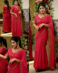 30 Secounds Gown Saree - Purple, M