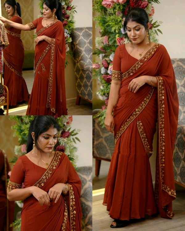 30 Secounds Gown Saree - Purple, M